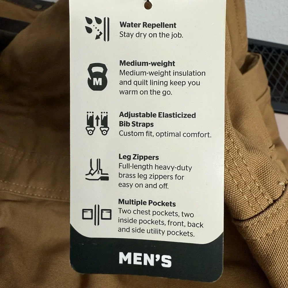 Berne Insulated Bib Overalls Mens 3XL Brown Duck Workwear Water Repellent - Picture 14 of 14